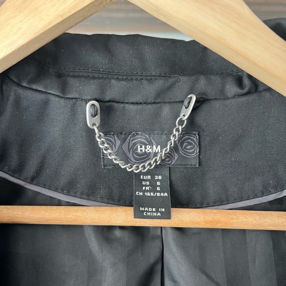 H&M Black Trench Coat Size 6 - Picture 3 of 6